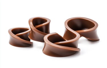 Twisted Brown Chocolate Candies Isolated on White