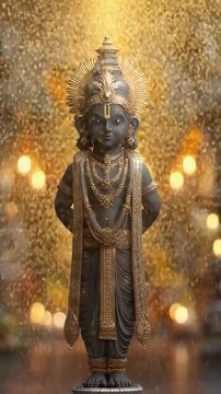 Lord Vithoba Standing in Temple Devotional Darshan Loop is a devotional animated loop perfect for festival visuals, spiritual reels, meditation backgrounds, or divine character storytelling.