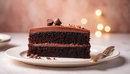 Delicious Slice of Double Layer Chocolate Cake