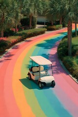 golf cart on the rainbow road