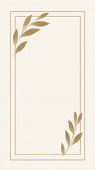 Elegant botanical illustration featuring delicate leaves in soft beige tones, framed within a minimalist border, perfect for invitations or decorative backgrounds with copy space