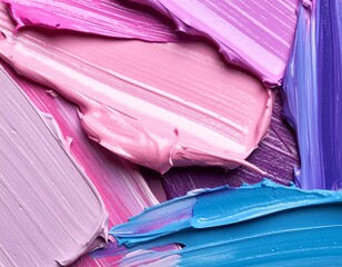 Textured Acrylic Paint Swatches in Pink, Purple, and Blue Hues