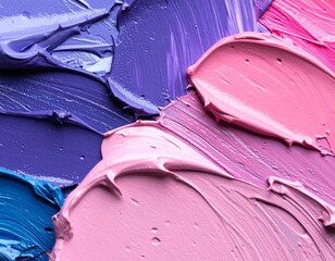 Textured Acrylic Paint Swatches in Pink, Purple, and Blue Hues