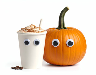 Cute Pumpkin Spice Latte Cartoon Fall Fun with Googly Eyes