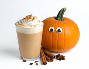 Cute Pumpkin Spice Latte Cartoon Autumn Beverage Delight
