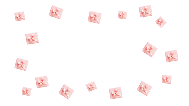 Pink Gift Boxes Forming a Frame on a Transparent Background