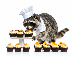 Chef Raccoon Baking Delicious Cupcakes A Whimsical Culinary Creation