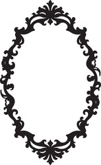 Elegant Black Ornamental Mirror Frame Design.