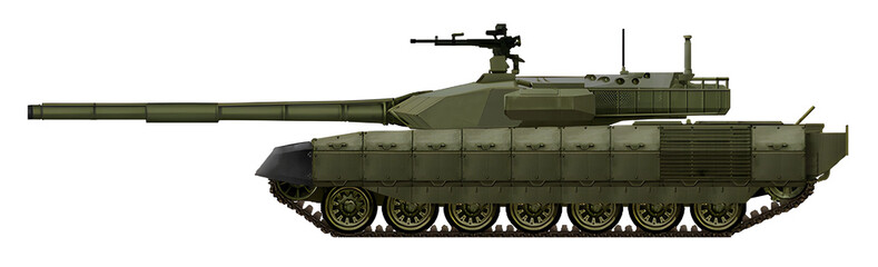 Moujahid I MBT (Concept of a new MBT, with an automatic loader in the stern of the turret and a 125mm gun) © Tikros
