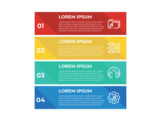 Vector Infographic design business template with icons and 4 options or steps. Can be used for process diagram, presentations, workflow layout, banner, flow chart, info graph