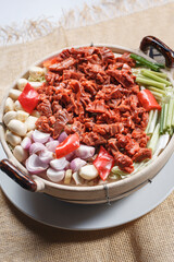 Chicken gizzards with garlic in casserole