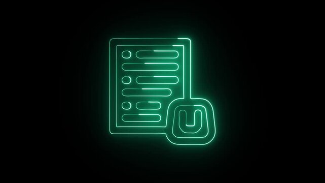 Glowing Lists and Symbol in HD Video Neon Animation on Black Background