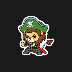 Lion cartoon costume with Pirate costume