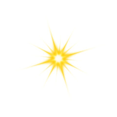 Fototapeta premium Golden Star light glowing. Lens flare effect on transparent background. Sun, Sparkling starlight, shine lens flare light effect. Twinkling light effect with rays. Starlight PNG