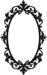 Elegant Black Ornamental Mirror Frame Design.