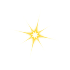 Obraz premium Golden Star light glowing. Lens flare effect on transparent background. Sun, Sparkling starlight, shine lens flare light effect. Twinkling light effect with rays. Starlight PNG