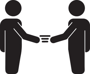 Two businessmen in silhouette shake hands, sealing a deal