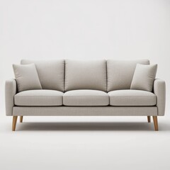 Modern beige sofa, minimalist design, neutral background, home decor