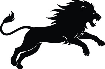 angry lion in a jump silhouette vector