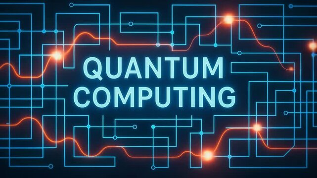 An abstract representation of quantum computing featuring intricate circuits and glowing elements symbolizing advanced technology and innovation. Perfect for tech-related content.