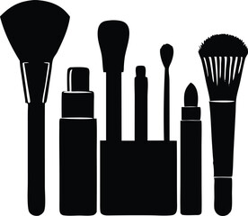 brushes makeup silhouette vector