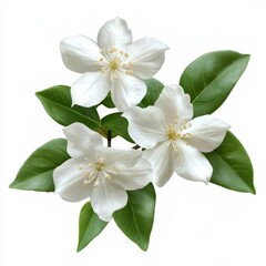 White flowers sprig on white background