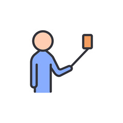 Person Taking A Selfie Using Selfie Stick With Transparent Background