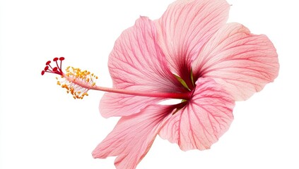 Isolated pink hibiscus flower, vibrant petals, studio shot, floral design