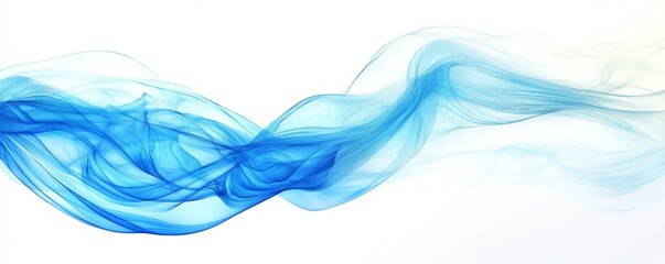 Abstract Blue Flowing on White Background