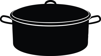 cooking pot with a lid silhouette vector