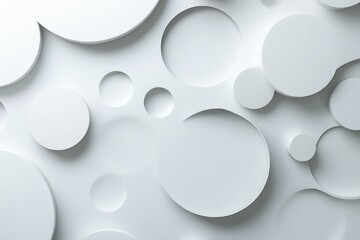Abstract white circles, 3D geometric pattern, design background,  modern aesthetic