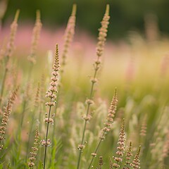 Delicate floral spires reaching skyward in a blurred meadow landscape capturing the essence of