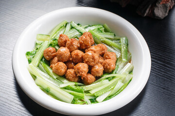 Croquettes on white porcelain plate