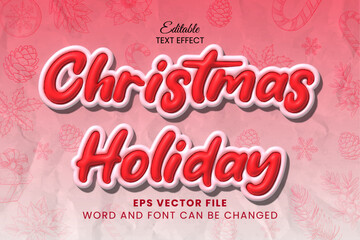 Christmas holiday inflated 3d text effect. Christmas vector text style