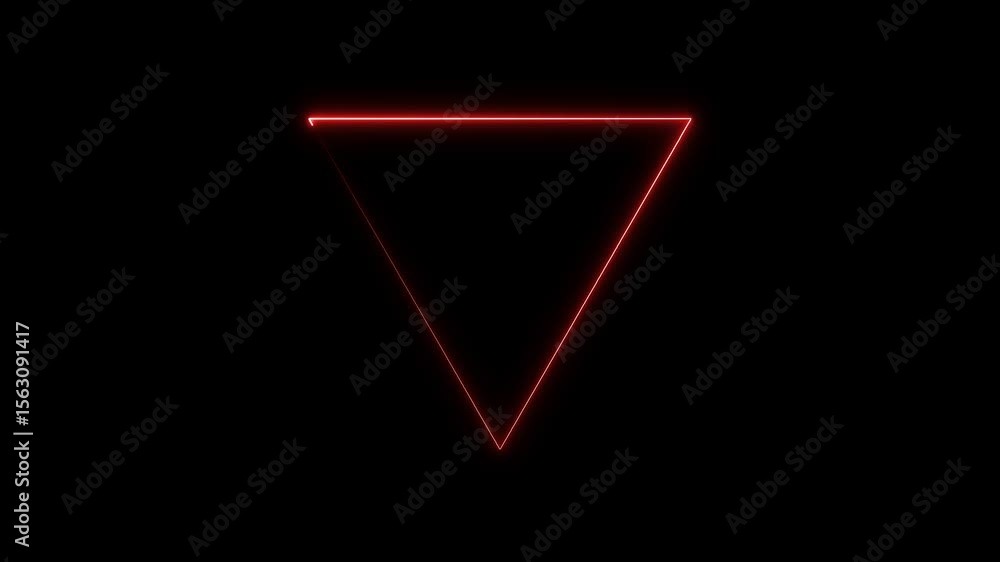 Poster glowing neon cyan color triangle icon animation on black background.glowing neon cyan color triangle