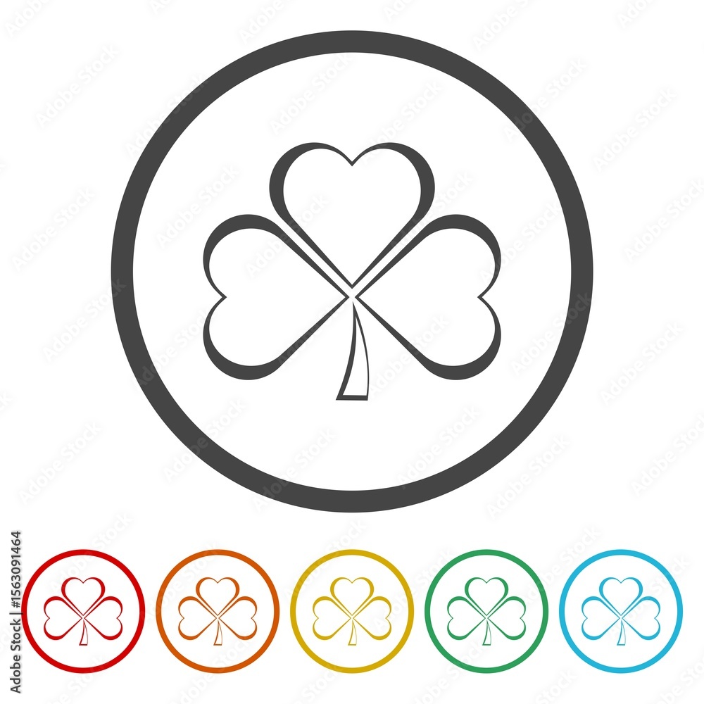 Poster three leaf clover icon. set icons in color circle buttons