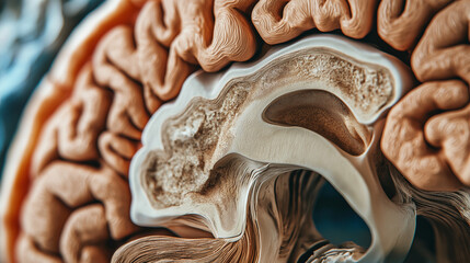 Cross section of human brain showing internal structure