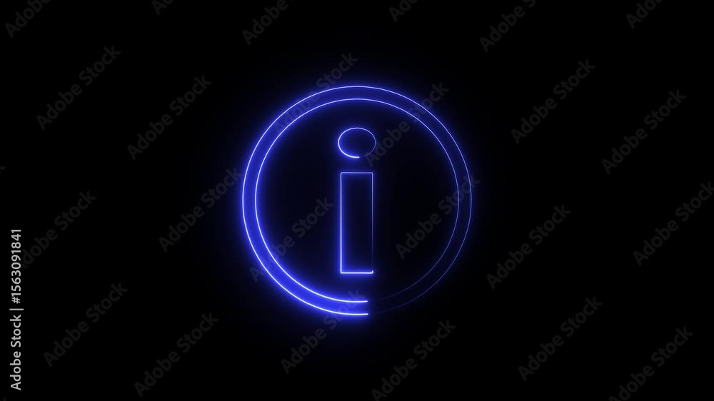 Fototapete glowing neon information sign animation icon help desk sign symbol animated on black background. inf