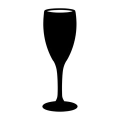 Elegant champagne flute silhouette against white background for celebrations and toasts