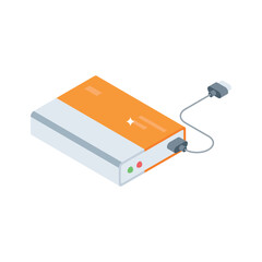 Obraz premium A modern isometric icon showing external hdd device connection