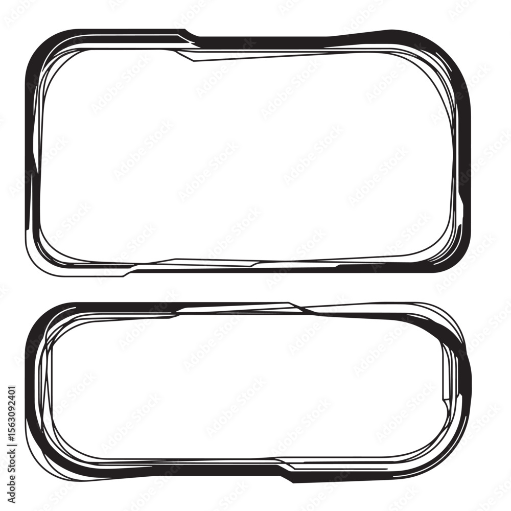Aufkleber abstract vector ornament set of two rectangular frames in black and white