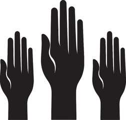 Obraz premium Hand vector silhouettes illustrate various gestures, from helping hands to a child's tiny palm, perfect as a black symbol icon