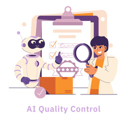AI In Industry And Manufacturing. Flat Vector Illustration