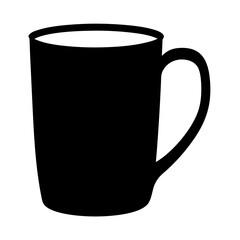 Silhouette of a classic black mug filled with a white liquid