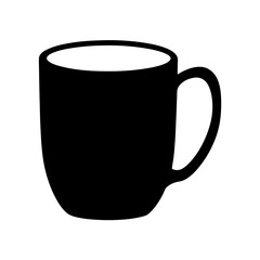 Isolated black coffee cup silhouette with a white interior ready for liquid