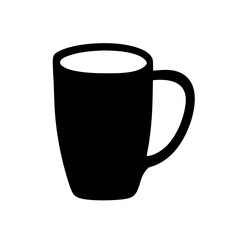 A simple black coffee mug silhouette isolated on a white background