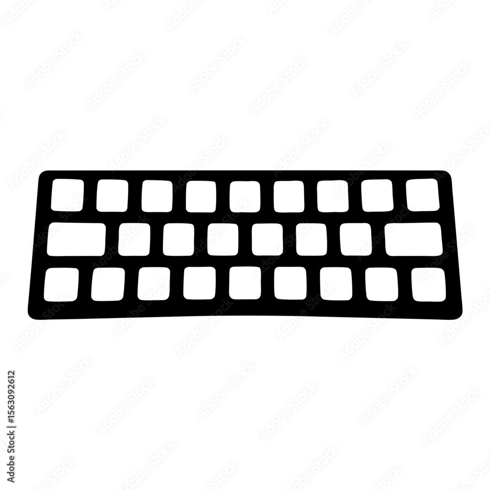 Poster black and white simple keyboard key layout for minimalistic designs