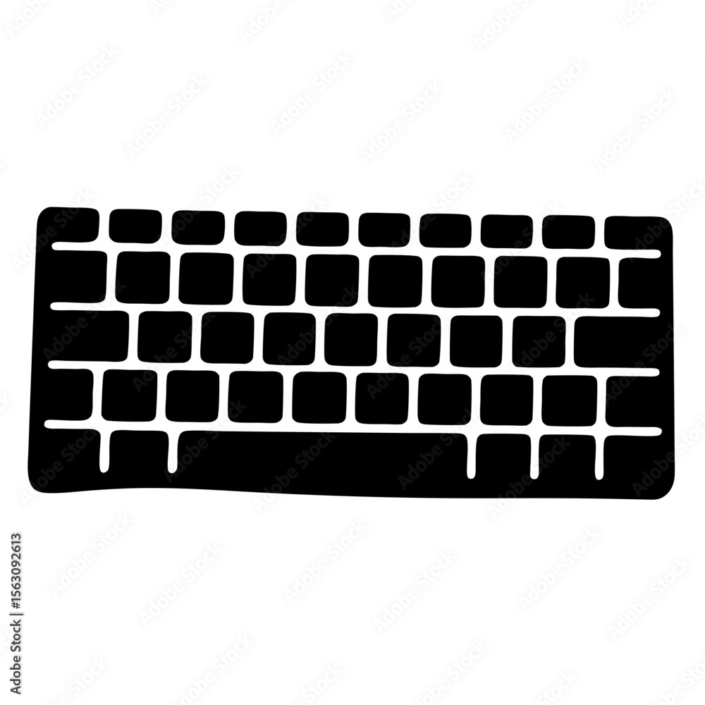 Poster stylized black and white keyboard with rectangular keys and rounded corners icon