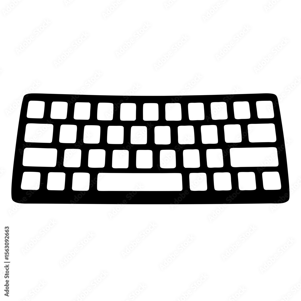 Aufkleber black and white minimalist computer keyboard illustration with missing key caps