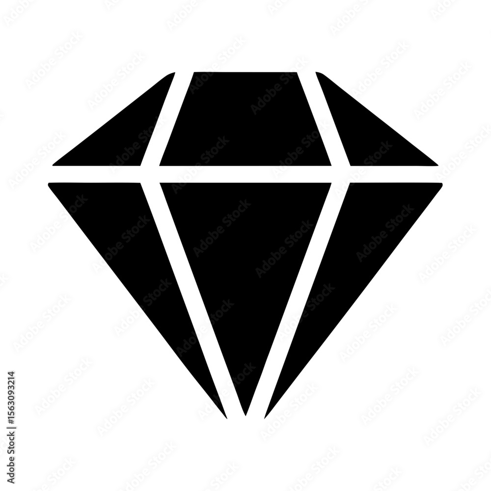 Poster simple black diamond icon symbolizing value and preciousness with sharp lines